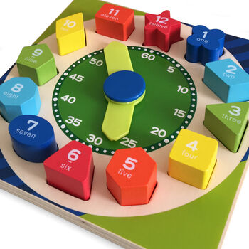 Wooden Teaching Clock And Shape Sorter Puzzle, 6 of 6