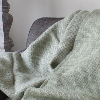 Green And Grey Woven Wool Throw, 2 of 5