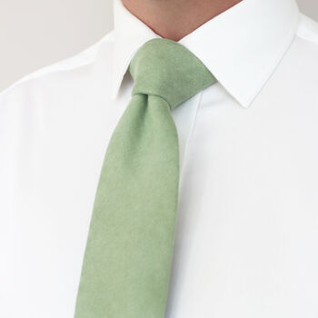 Wedding Handmade 100% Brushed Cotton Tie In Sage Green | Groomsmen Ties, 4 of 9