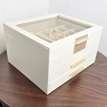 Luxury White Three Tier Pu Leather Jewellery Organiser, 2 of 7