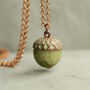 Moss Olive Green Acorn Necklace, thumbnail 1 of 8