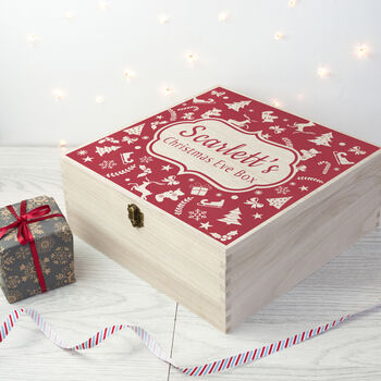 Personalised Christmas Eve Box With Festive Pattern, 8 of 10