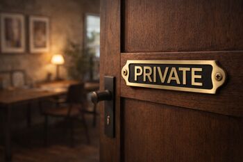 Brass Private Door Sign Plaque With Black Finish, 6 of 9