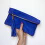Personalised Soft Slouchy Suede Tassel Clutch Bag, thumbnail 5 of 11