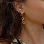 Golden Hammered Link Chain Drop Earring, thumbnail 5 of 8