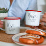 Personalised His And Hers Enamel Mug Set Of Two, thumbnail 2 of 4