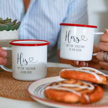 Personalised His And Hers Enamel Mug Set Of Two, 2 of 4