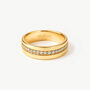 Thick Cigar Band Ring With Sparkling Stones, thumbnail 1 of 7