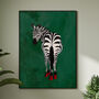 Custom Personalised Zebra Wearing Heels Art Print, thumbnail 1 of 12