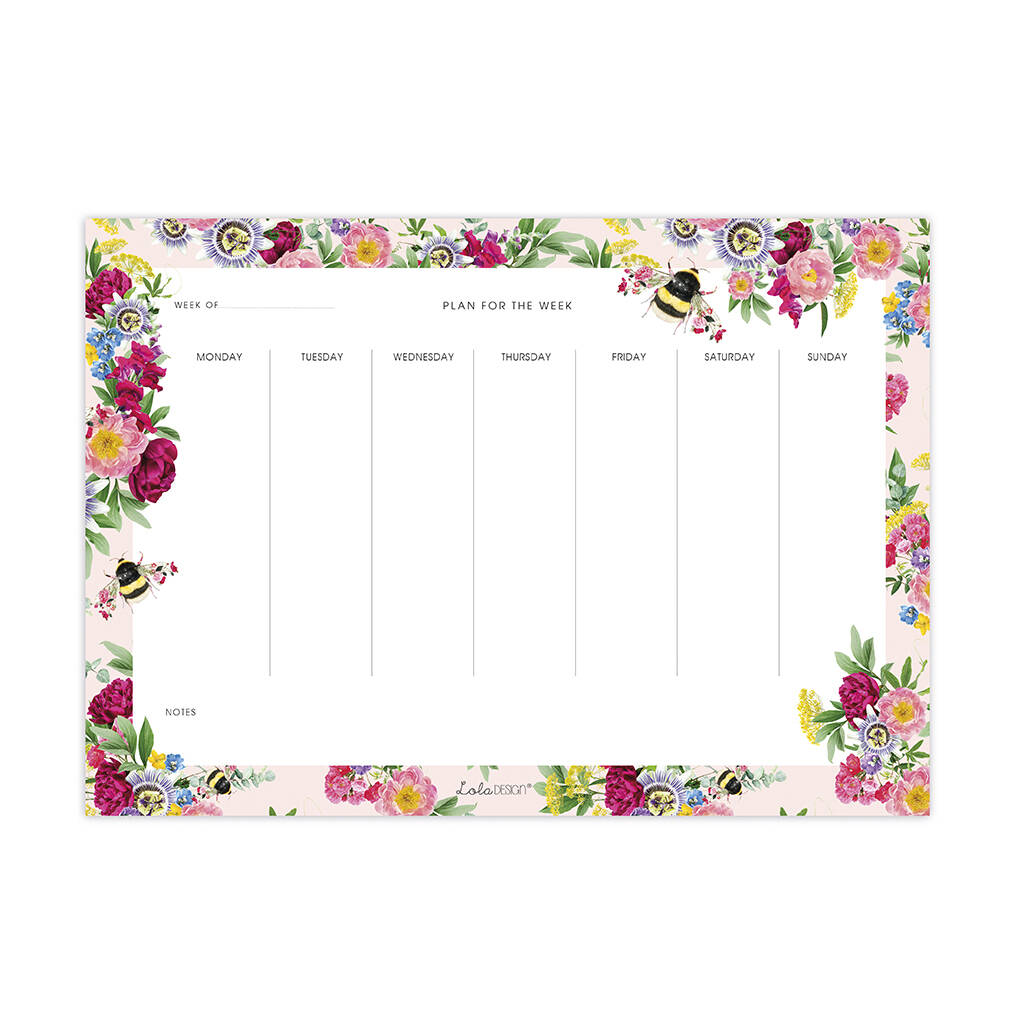Weekly Planner Featuring Botanical Bee, 1 of 2