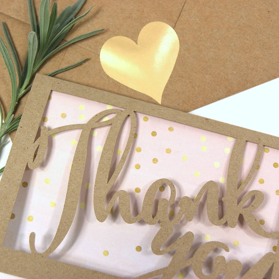 thank you gold dotty eco craft laser cut card by the hummingbird card ...