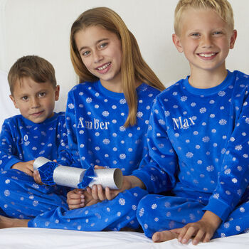 Personalised Matching Dad And Child Snowflake Soft Pyjamas, 6 of 12