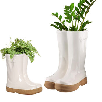 Two Personalised Welly Boots Planters Gift Set, 2 of 8