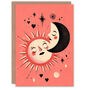 Retro Sun And Crescent Moon Celestial Couple Valentine's Card, thumbnail 1 of 6