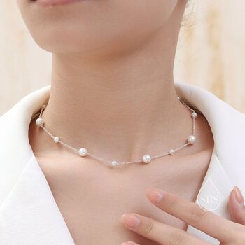 Mother Of Pearl Choker Necklace In Sterling Silver, 5 of 9