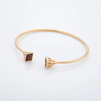 Garnet 18k Gold Plated Square Bangle, 2 of 3