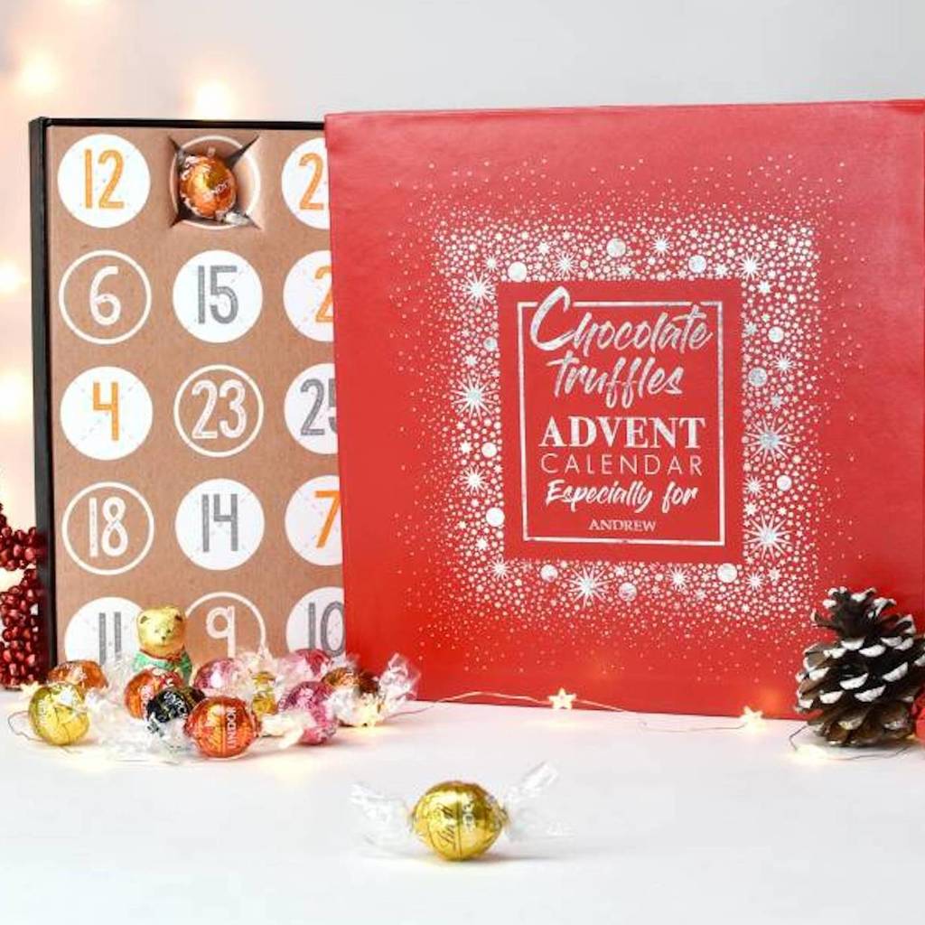 Personalised Chocolate Truffles Advent Calendar Box By