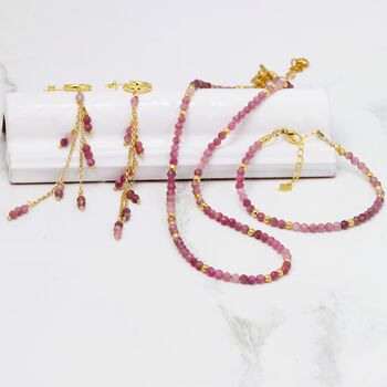 Pink Tourmaline Hoop Drop Earrings, 11 of 11