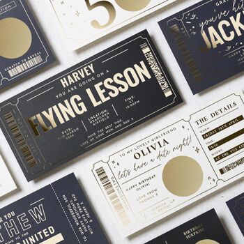 Flying Lesson Gift Voucher Gold Foil Personalised, 9 of 9
