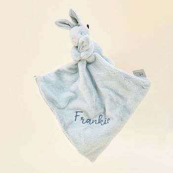 Personalised Blue Super Soft Bunny Comforter, 3 of 4