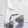 Silver Nose Bridge Angular Rectangle Aviator Sunglasses, thumbnail 6 of 6