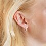 Crystal Huggie Hoop Earrings In Silver, thumbnail 3 of 5