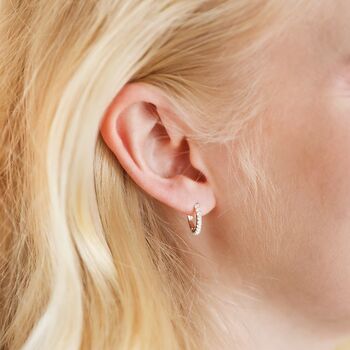 Crystal Huggie Hoop Earrings In Silver, 3 of 5