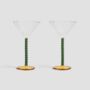 Set Of Two Green Amber Cocktail Glasses, thumbnail 2 of 3