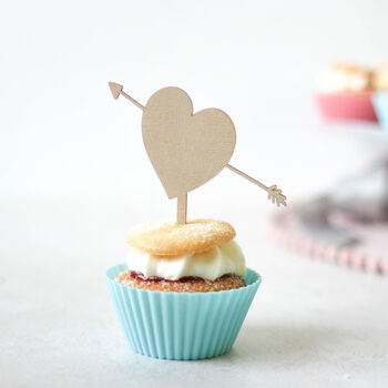 Personalised Heart Wooden Cupcake Topper With Initials, 2 of 4