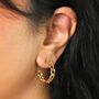 Stainless Steel Chain Link Huggie Hoop Earrings In Gold, thumbnail 2 of 4