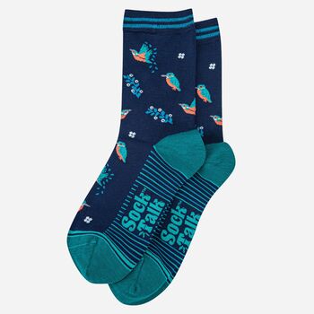 Kingfisher Birds Bamboo Socks Women's Navy Blue, 2 of 4