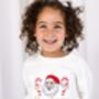 Vintage Santa And Candy Cane Embroidered Personalised Christmas Sweatshirt Jumper, thumbnail 5 of 5
