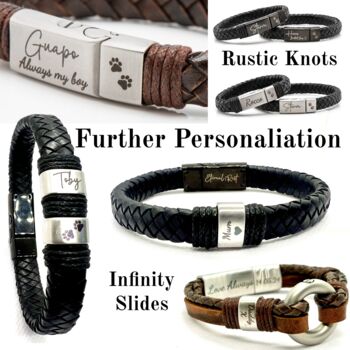 Personalised Brown Leather Pet Remembrance Urn Clasp Bracelet For Ashes, 9 of 12