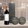 Vino Coco Red Wine Gift Set With Mr And Mrs Slate Coasters Perfect For Anniversaries And Wedding Presents, thumbnail 1 of 8