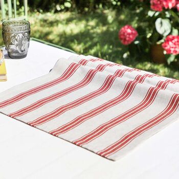 Cranberry Red Stripe Tie On Garden Seat Pads, 7 of 8