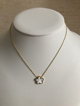 Five Leaf White Single Clover Pendant Necklace, 2 of 5