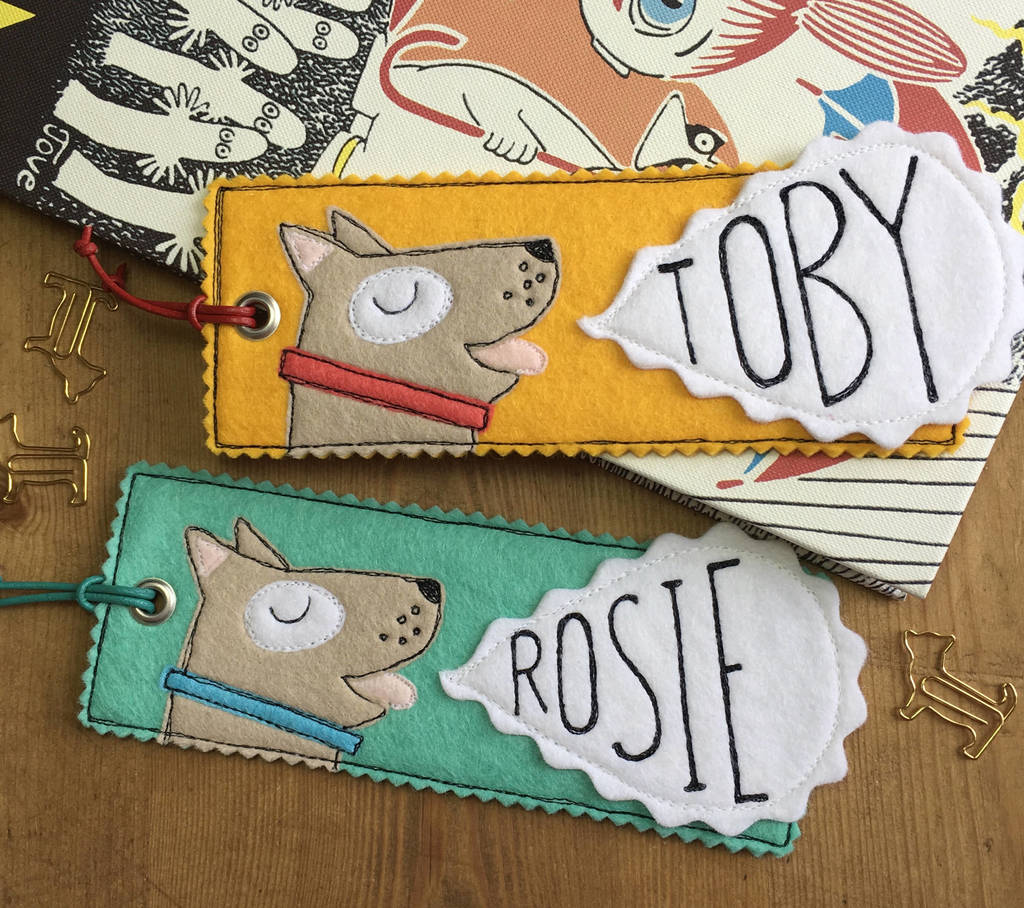 Personalised Happy Dog Name Bookmark For Children, 1 of 8