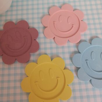 Set Of Two Retro Smiley Flower Coasters, 3 of 3