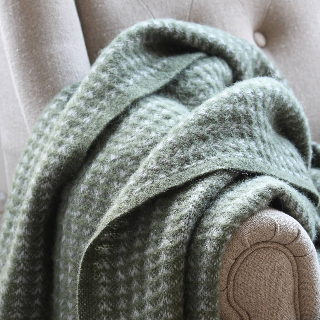 Lakes Green And Grey Wool Throw By Marquis & Dawe