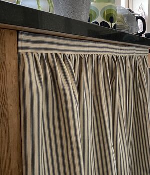 Velcro Sink Skirt, Bespoke Stripy Cabinet Curtains, 5 of 5