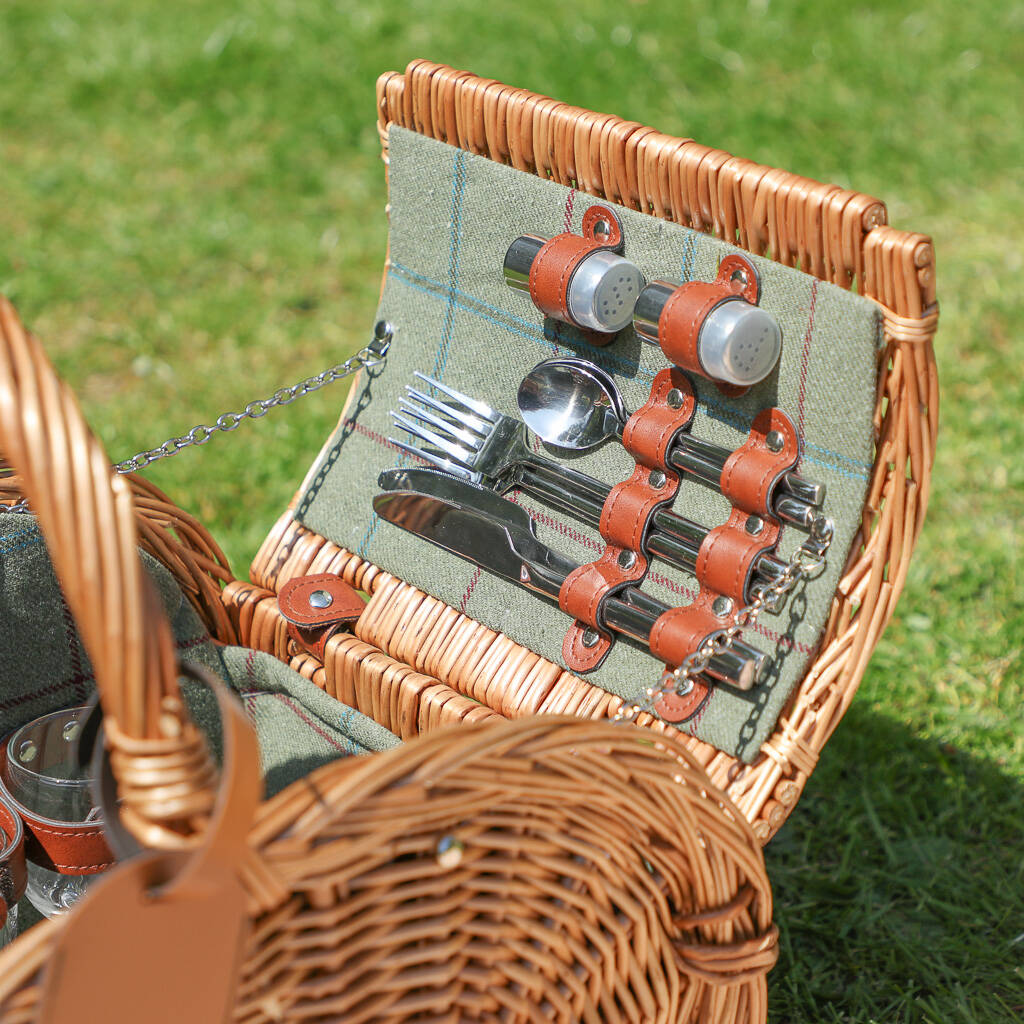 personalised traditional four person oval picnic hamper by dibor