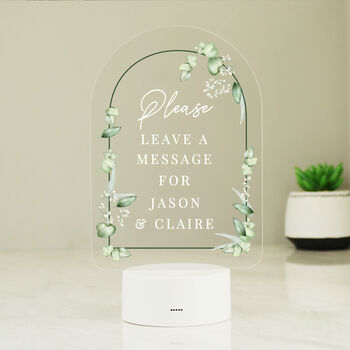 Personalised Botanical LED Guestbook Sign – Colour Changing Wedding Display, 4 of 5