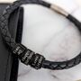 Mens Leather Bracelet With Black Personalised Rings, thumbnail 1 of 5