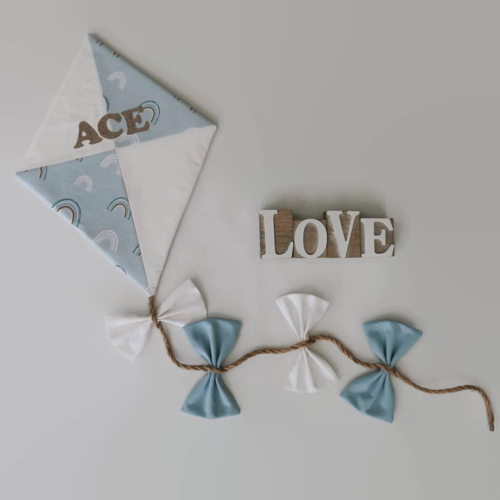 Personalised Wall Hanging, Baby Blue Nursery Name Kite By