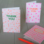 A Set Of Six Riso Print Thank You Greeting Cards, thumbnail 1 of 2