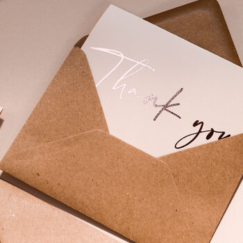 Rose Gold Foil Wedding Thank You Note Card, 4 of 10