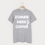 Zombie Need Coffee Men's Halloween T Shirt, thumbnail 2 of 2