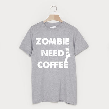 Zombie Need Coffee Men's Halloween T Shirt, 2 of 2
