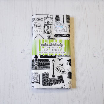 Oxford Illustrated Black And White Tea Towel, 3 of 7