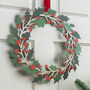 Hand Painted Holly And Red Berry Wooden Christmas Wreath, thumbnail 1 of 4